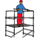 Stegställning 1,3x2,0 meter, Höjd 2,0 meter, Med stege